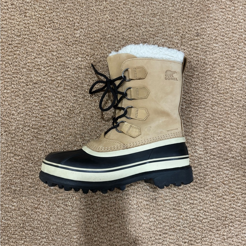 SOREL Women’s Caribou Tan and Black Winter Waterproof Boots - Size 7.5 - Picture 5 of 5